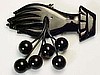 BP62 blk bakelite hand pin w cherries